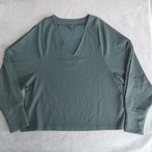Banana Republic Factory Textured V-Neck Ribbed Top - Ocean Emerald - Medium